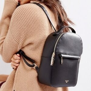 Dune London Black Faux Leather Mini Backpack